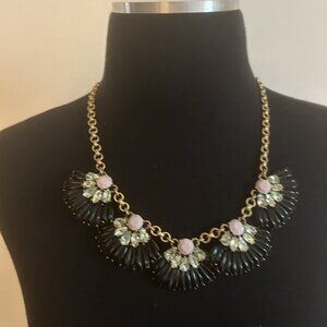 J.Crew Crystal Fan Necklace with Multicolor stones